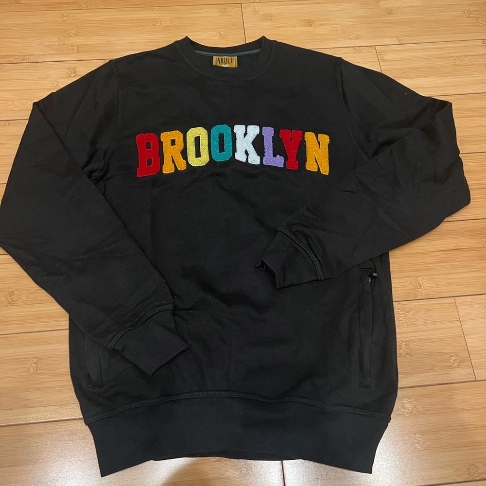 Vault Brooklyn Black/ Rainbow Medium Sweatshirt Zipper Pocket Only The Strong
